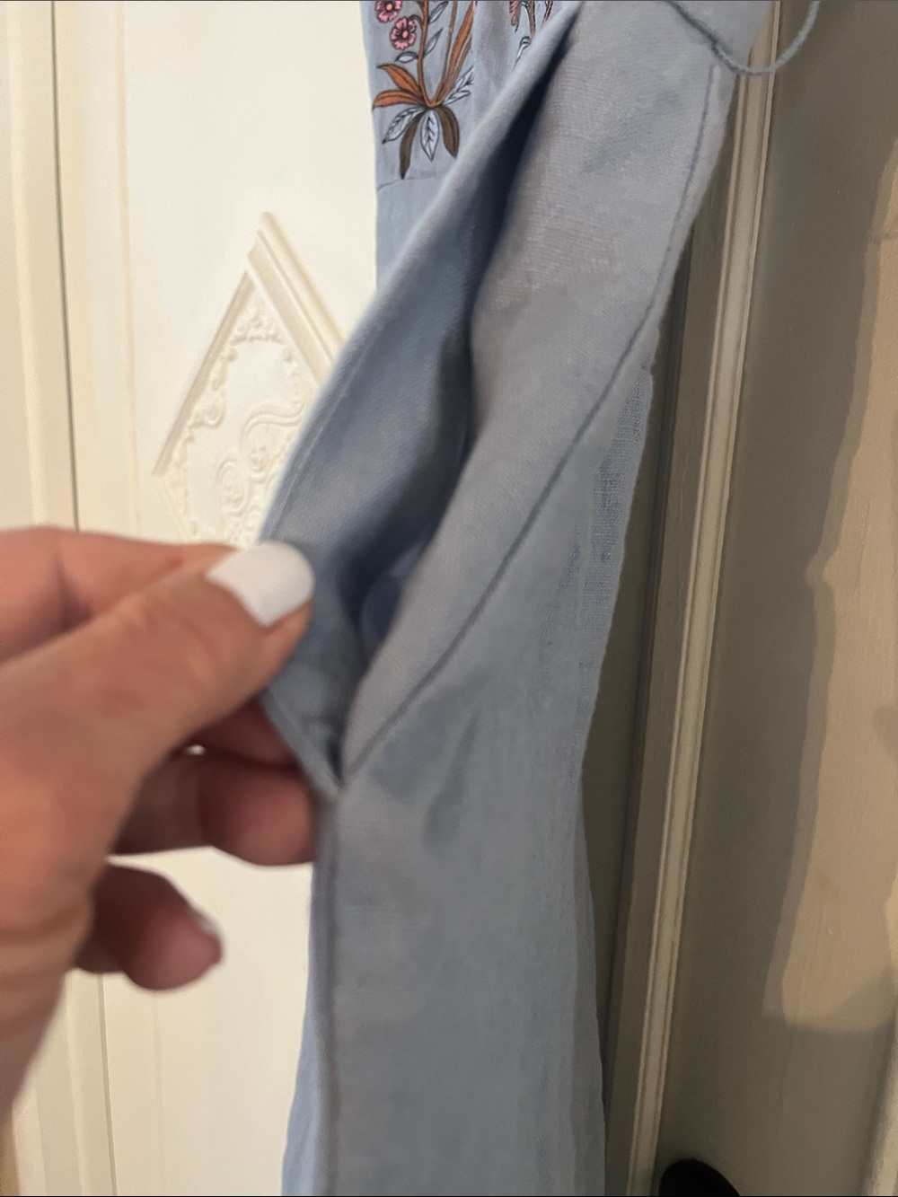 Spartina 449 Light Blue Embroidered Wide-Leg Jumpsuit - Picture 5 of 8